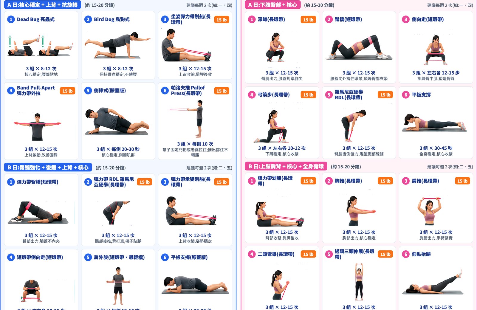 Training poster, two plans, 24 exercises