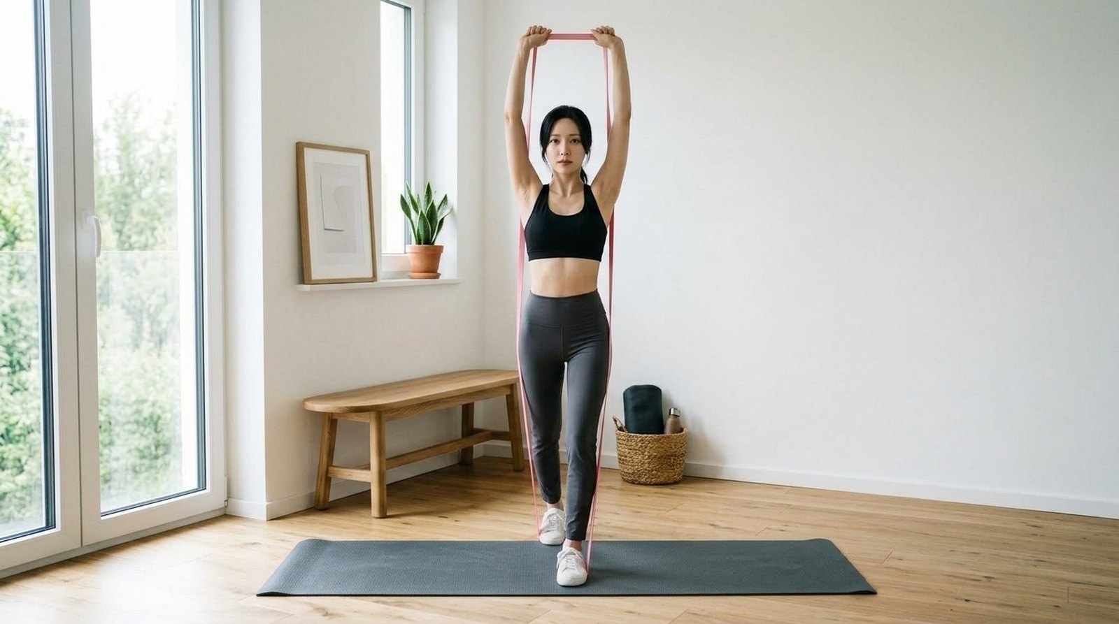 An · Overhead triceps extension · band up the back